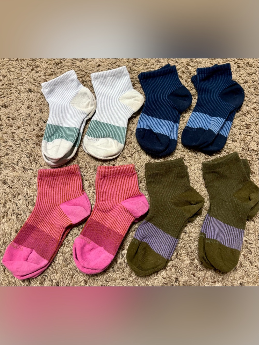 Bombas Youth Lightweight Stripe Quarter Sock 8 pair